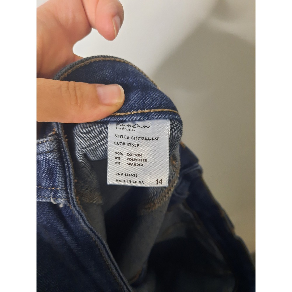 KanCan High Rise Utility Straight Leg Jeans Dark Wash Size 14 Distressed - Picture 6 of 7